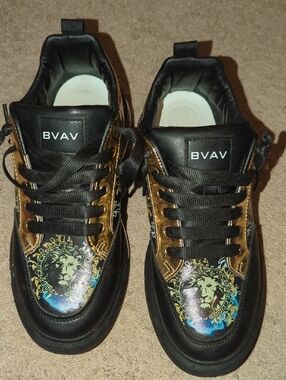 BVAV Black & Gold Medusa Accent Sneakers